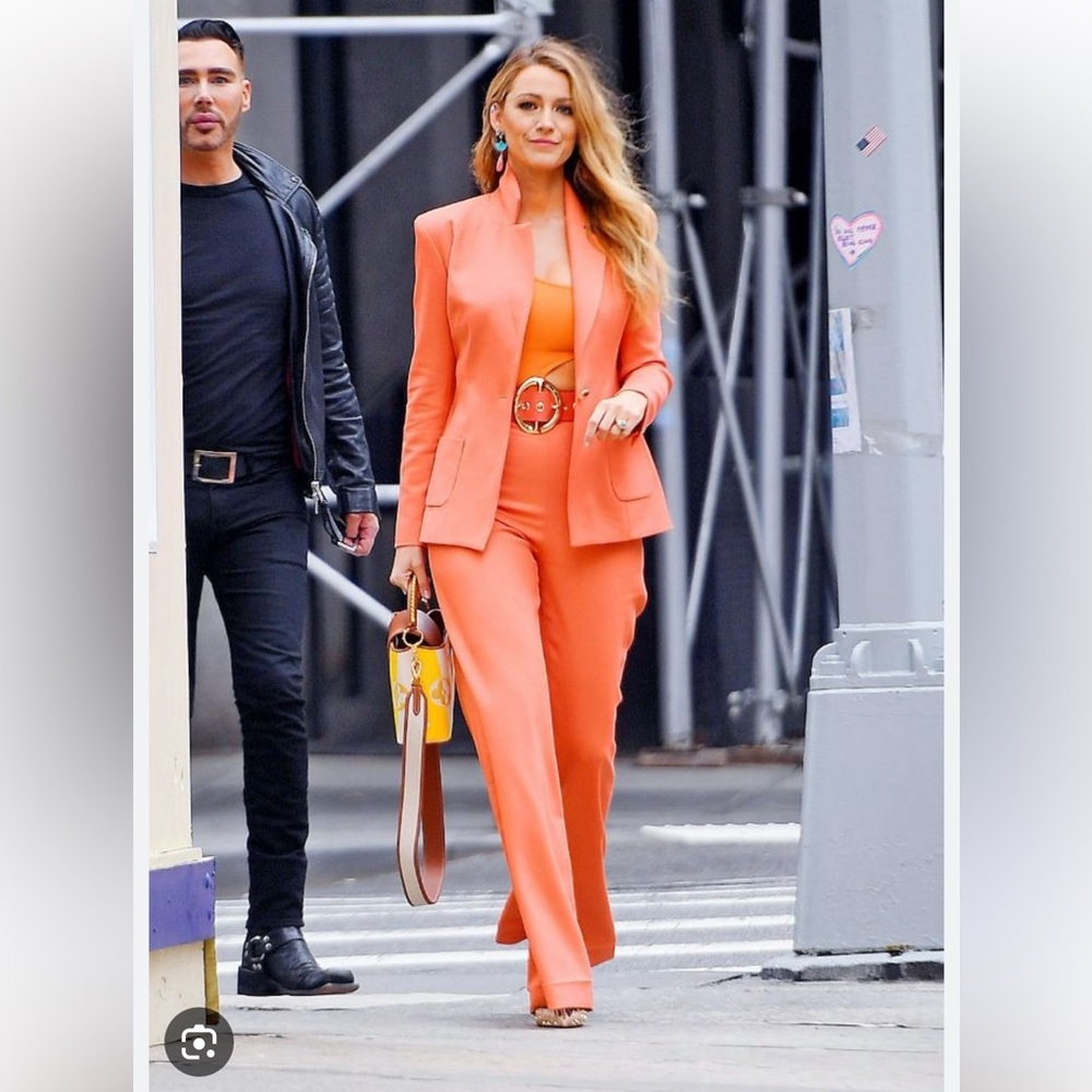 Sergio Hudson orange pants suit size 6.  Pants NWT.